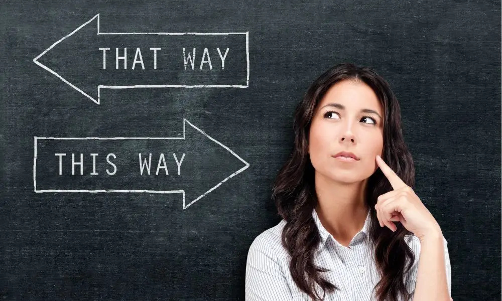 woman deciding whether to choose Houston digital marketing agency