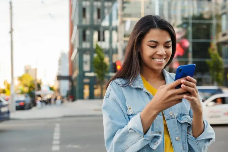 woman searching for local business with Houston SEO