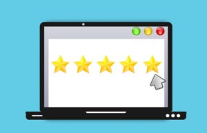 Computer with five star review - review management from internet marketing agency