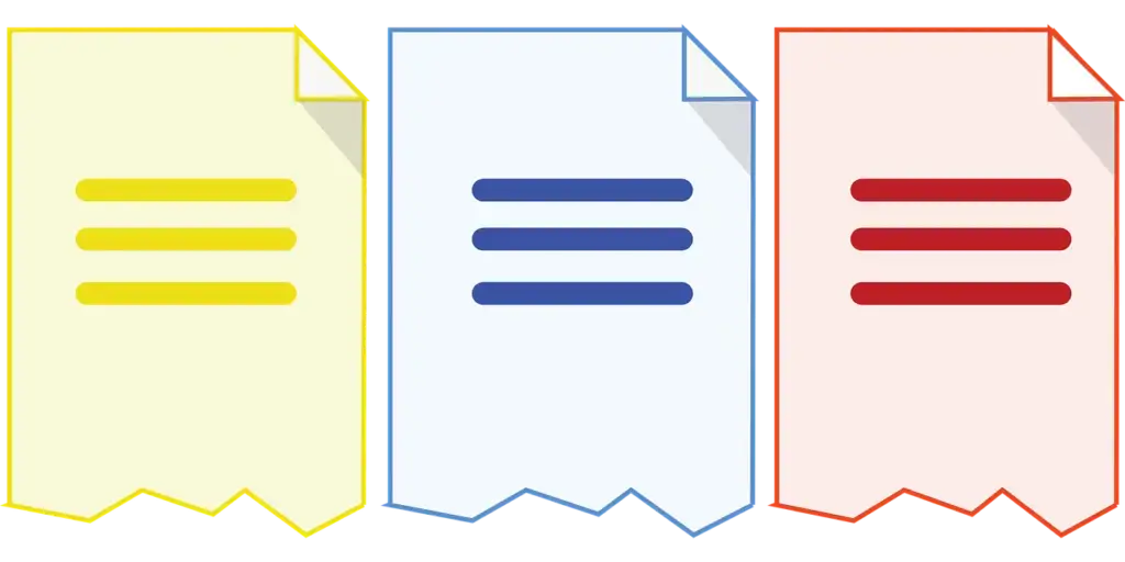 identical yellow, blue, and red document icons - duplicate content for Houston SEO