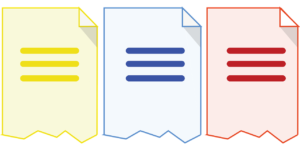 identical yellow, blue, and red document icons - duplicate content for Houston SEO