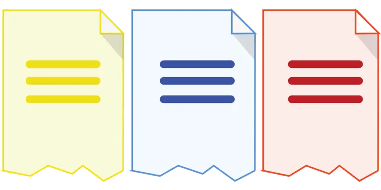 identical yellow, blue, and red document icons - duplicate content for Houston SEO